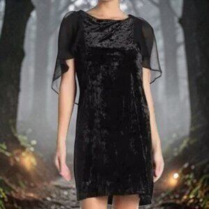 Bobeau Witchy Black Dress Velour Chiffon Angel Wing Sleeve Small NWT